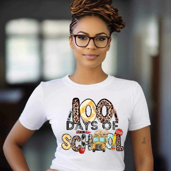 100 days of school yellow and leopard 20535 DTF transfer