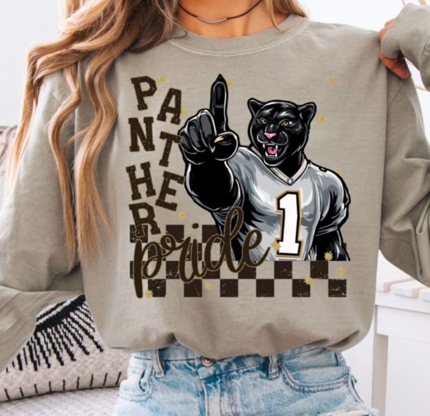 Panther Pride mascot (s&g) DTF transfer
