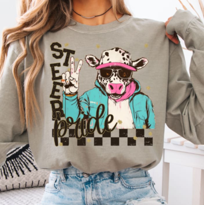 Steer Pride peace hand mascot (s&g) DTF transfer