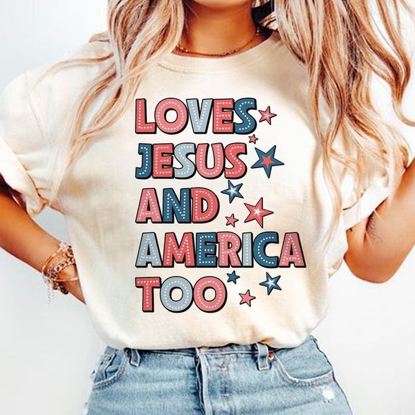 Loves jesus and America too 29849 DTF transfer