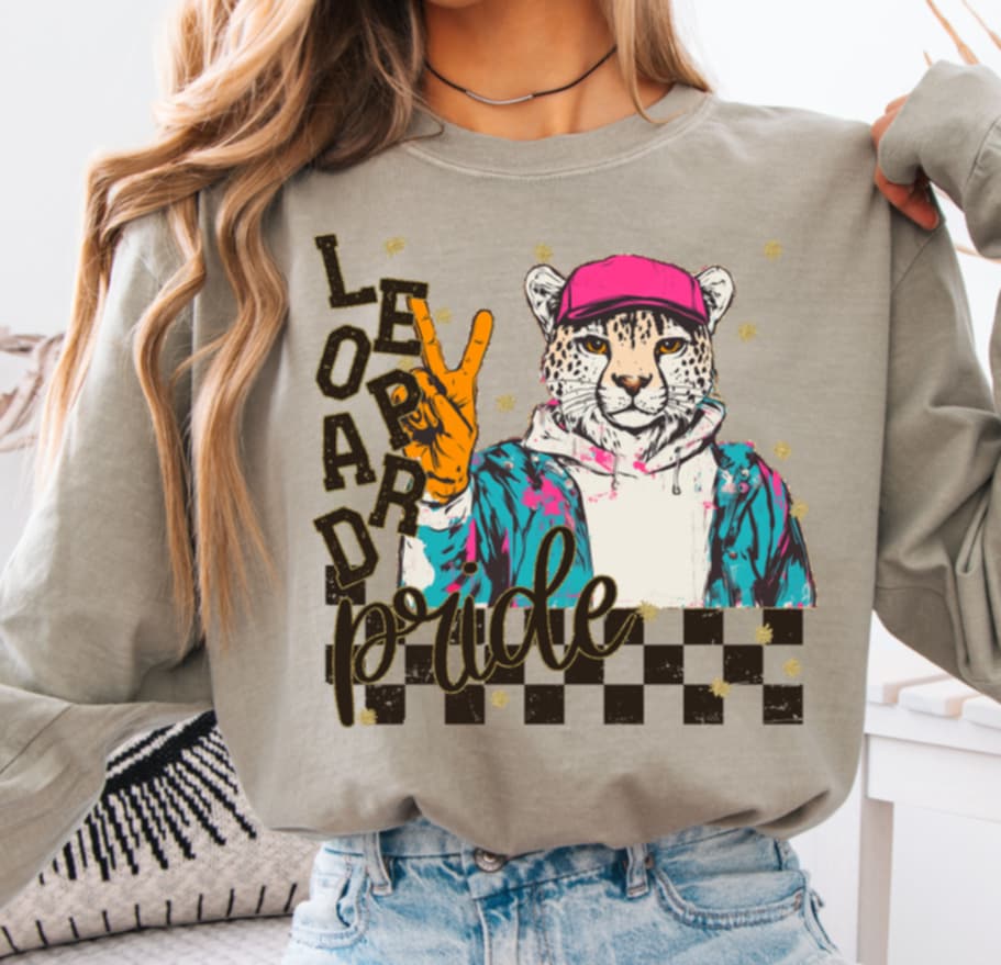 Leopard Pride peace hand mascot (s&g) DTF transfer