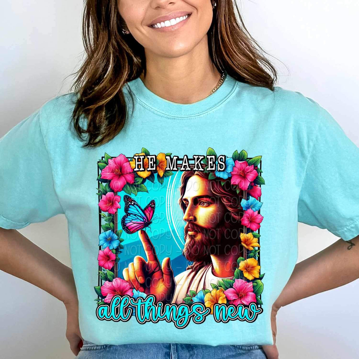 He makes all things new jesus with butterfly 20514 DTF transfer