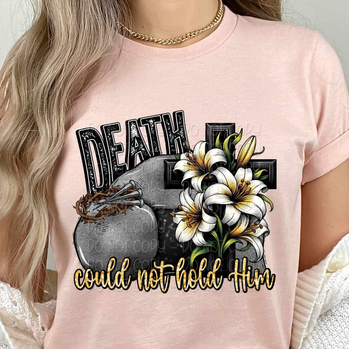Death could not hold him rocks and cross with flowers 20512 DTF transfer