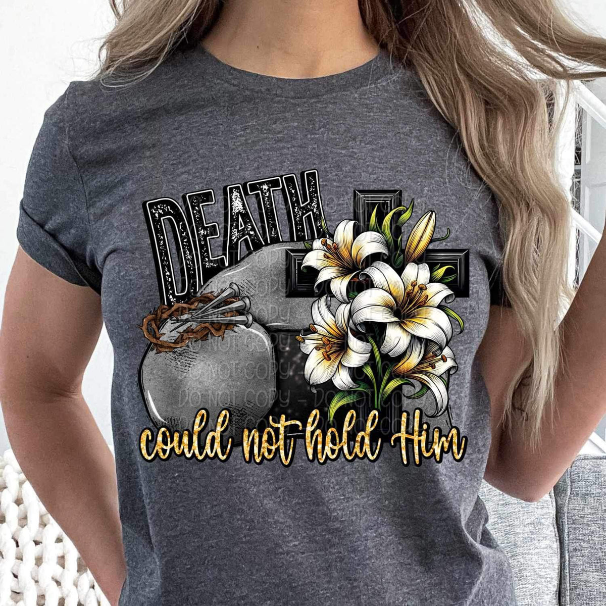 Death could not hold him rocks and cross with flowers 20512 DTF transfer