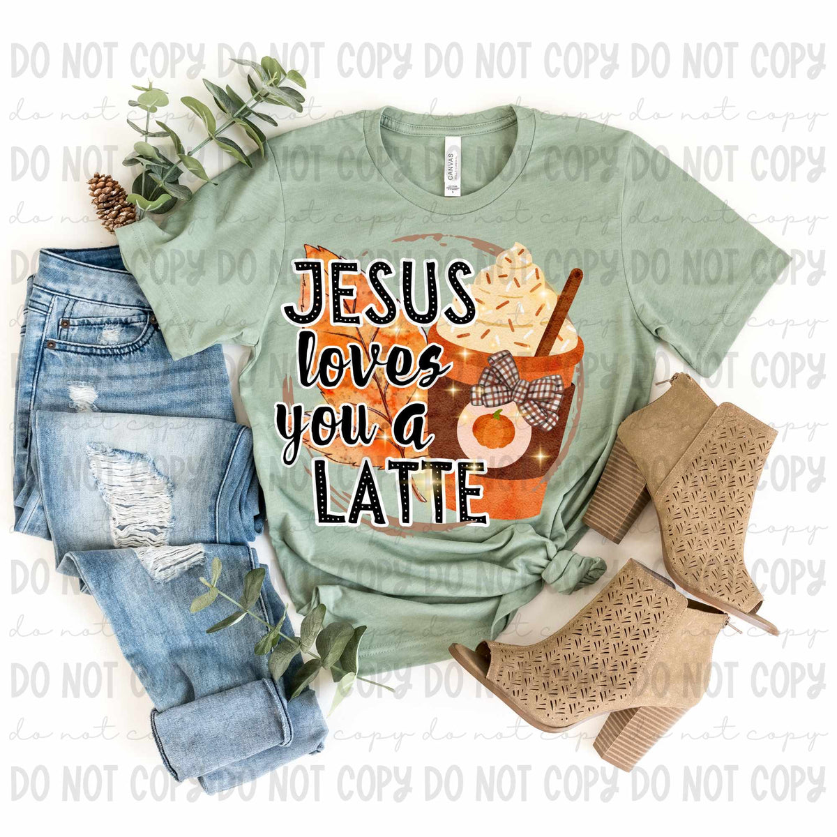 Jesus loves you a latte 41815 DTF TRANSFER
