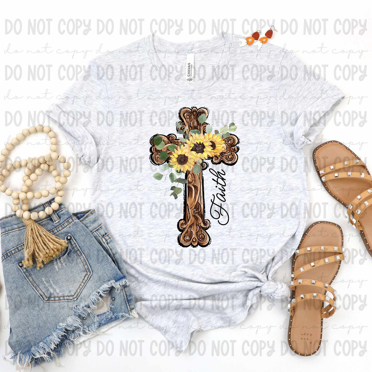 Faith cross with sunflowers 41813 DTF TRANSFER