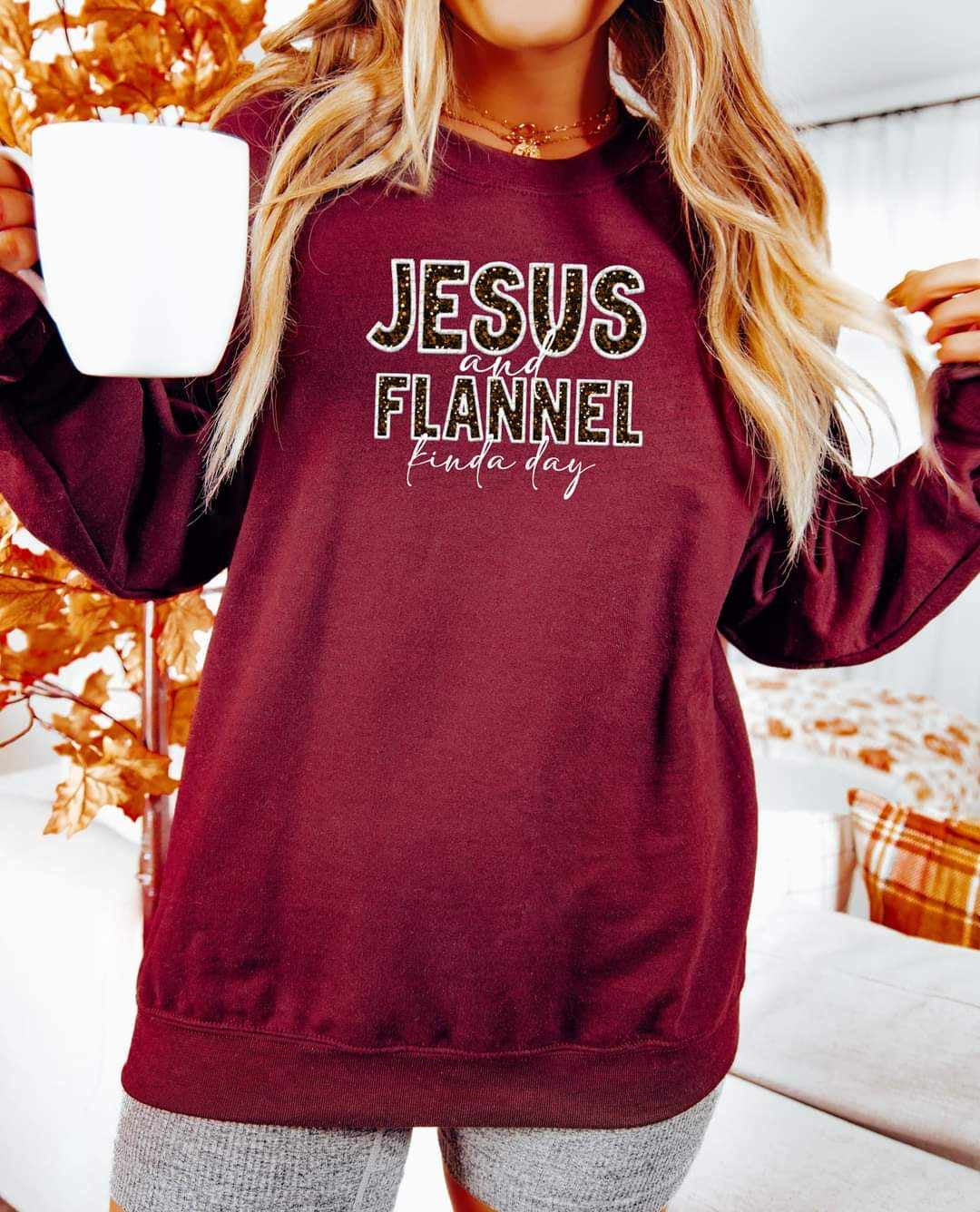 Jesus and flannel kinda day 41812 DTF TRANSFER