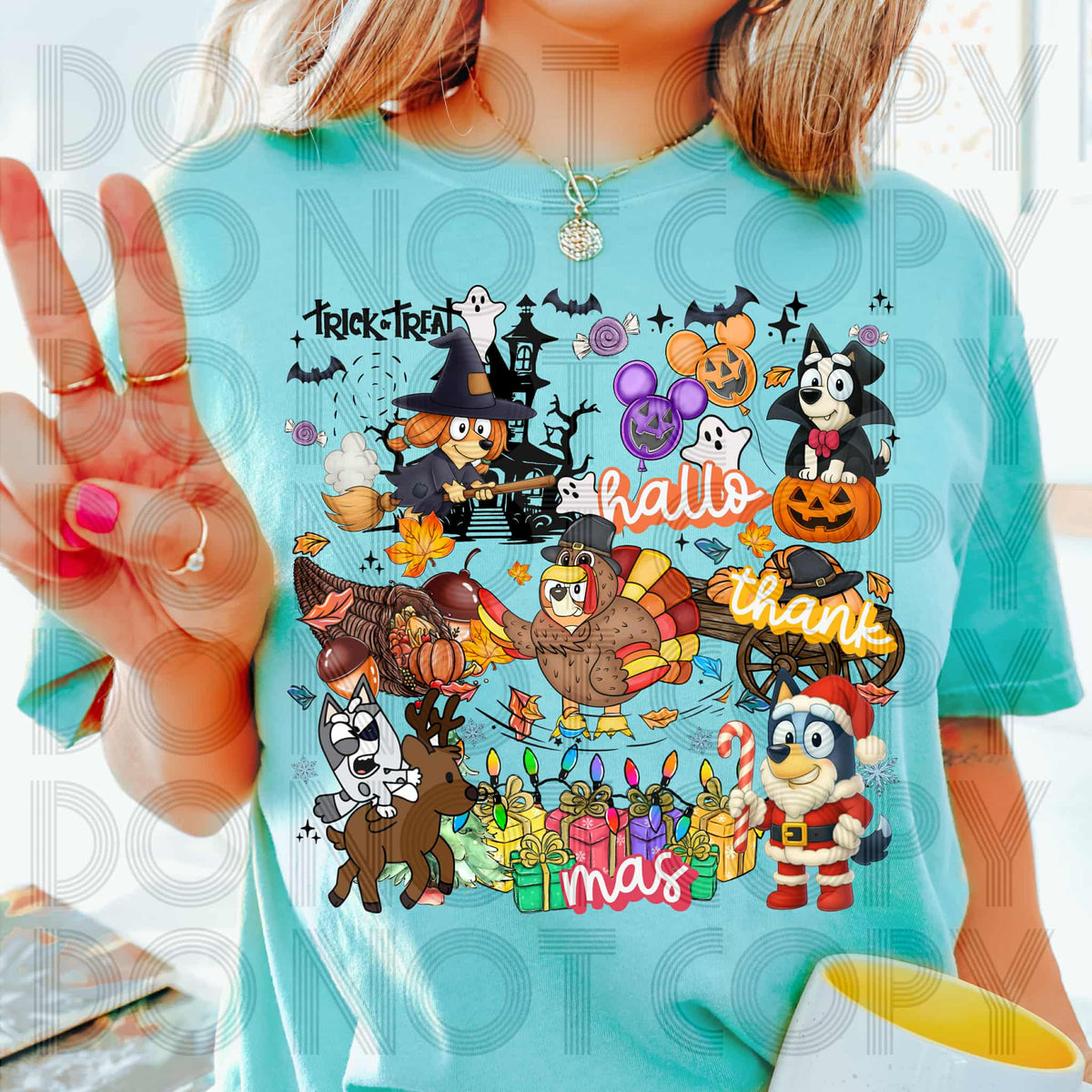 Hallothanksmas dogs COLLAGE (renewed) DTF transfer