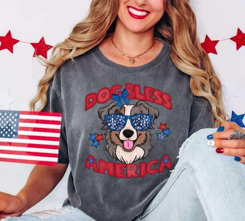 Dog bless America australian shephard 29934 DTF transfers