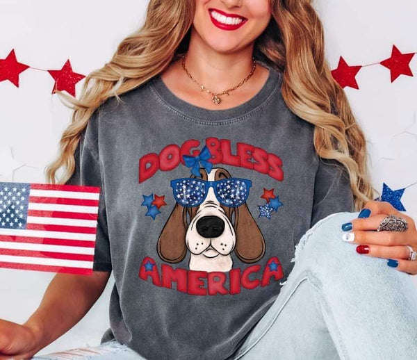 Dog bless America basset hound 29933 DTF transfers