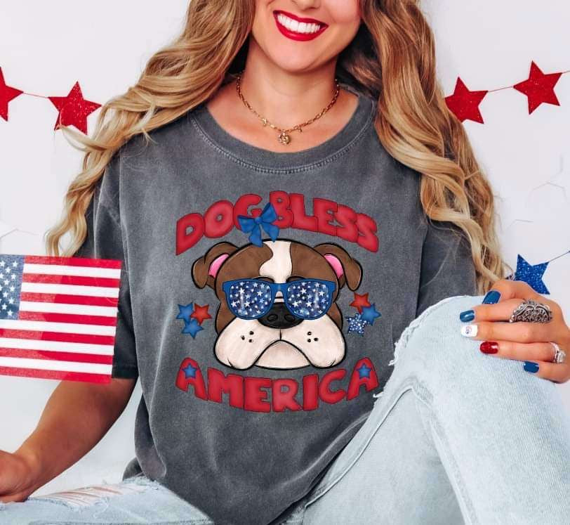 Dog bless America bulldog 29929 DTF transfer