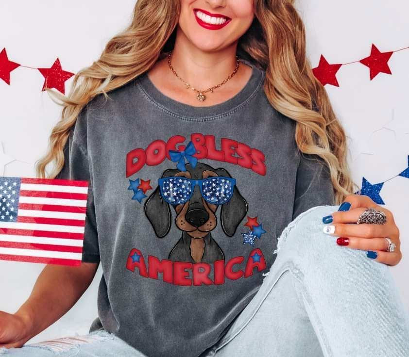 Dog bless America dachshund 29925 DTF transfer