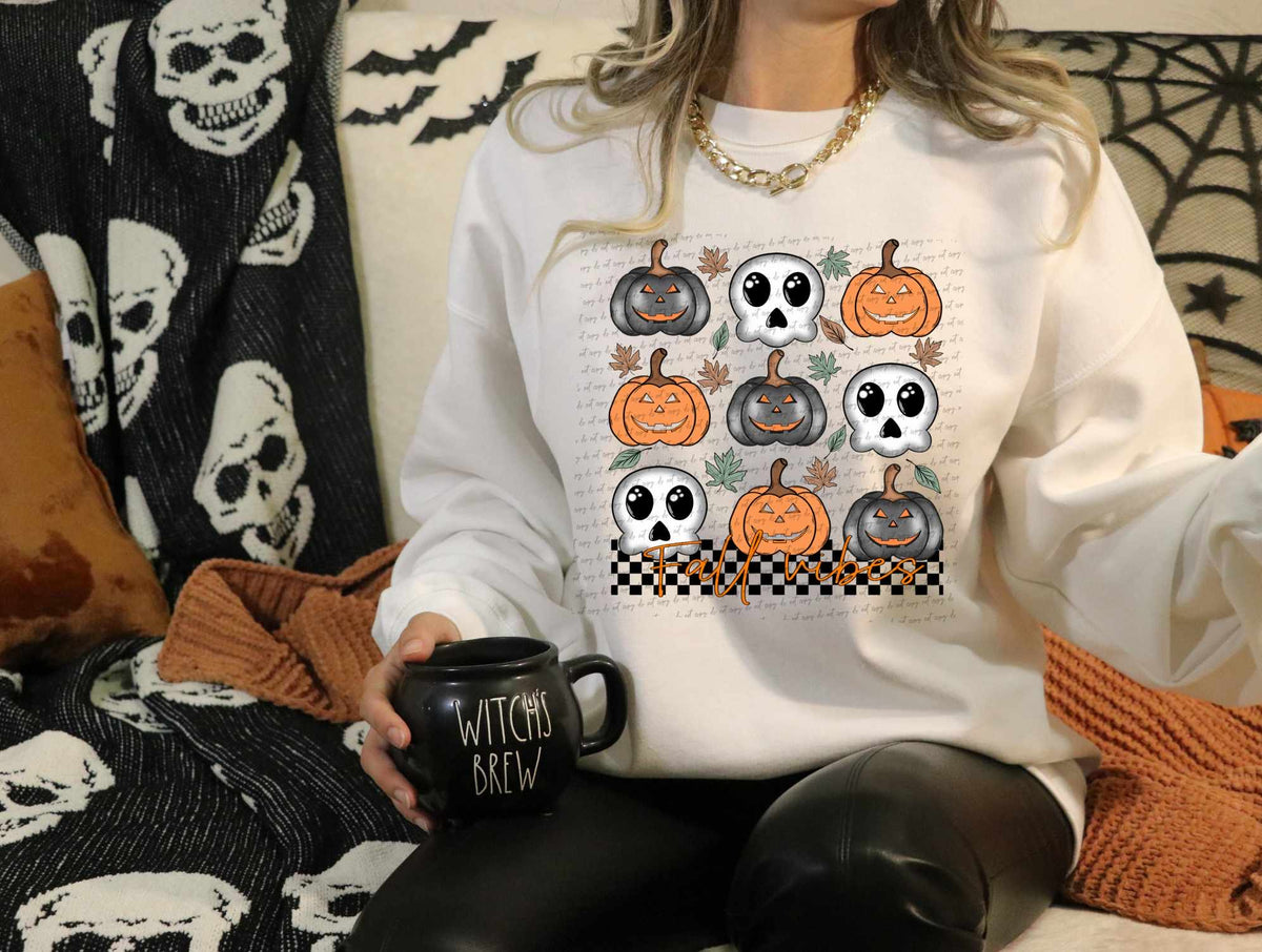 Fall vibes skull and pumpkin collage 41836 DTF TRANSFER