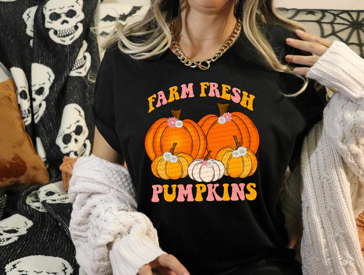 Farm fresh pumpkins pink and orange font 41835 DTF TRANSFER