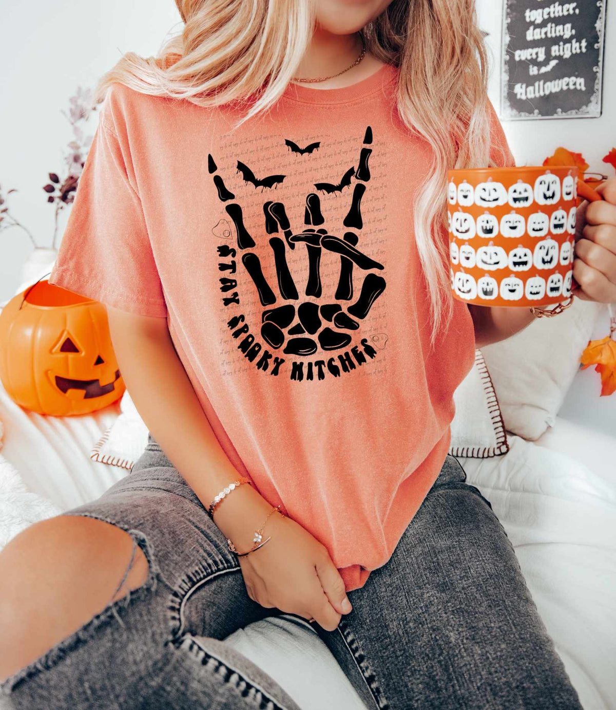 Stay spooky witches skellie peace BLACK 41833 DTF TRANSFER