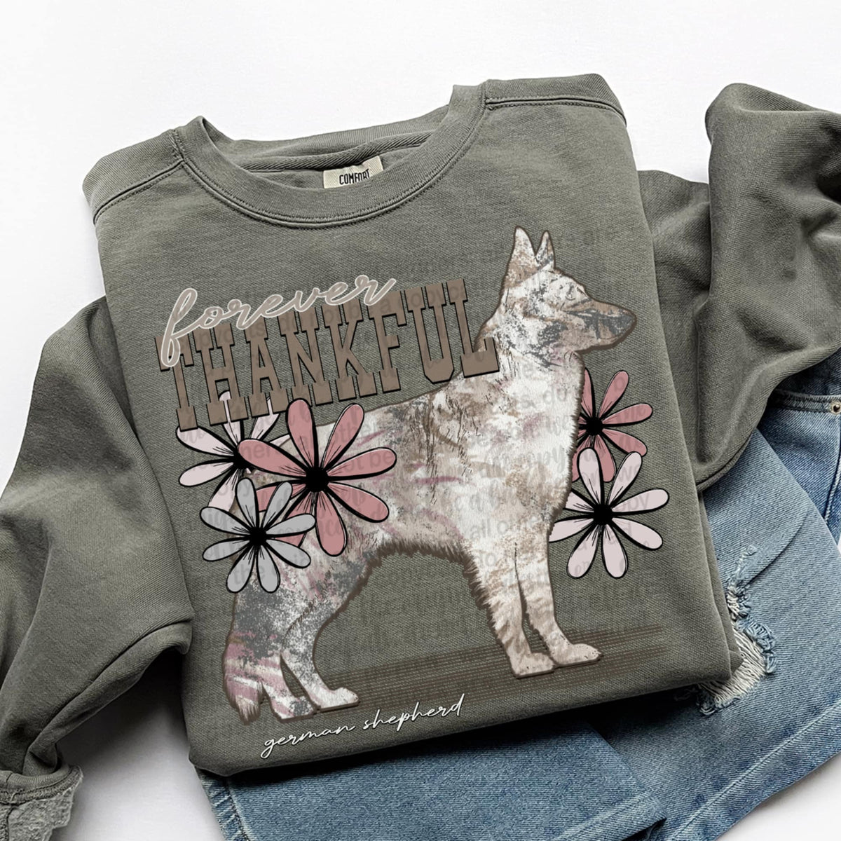 Forever Thankful German shepherd (TTD) DTF transfer