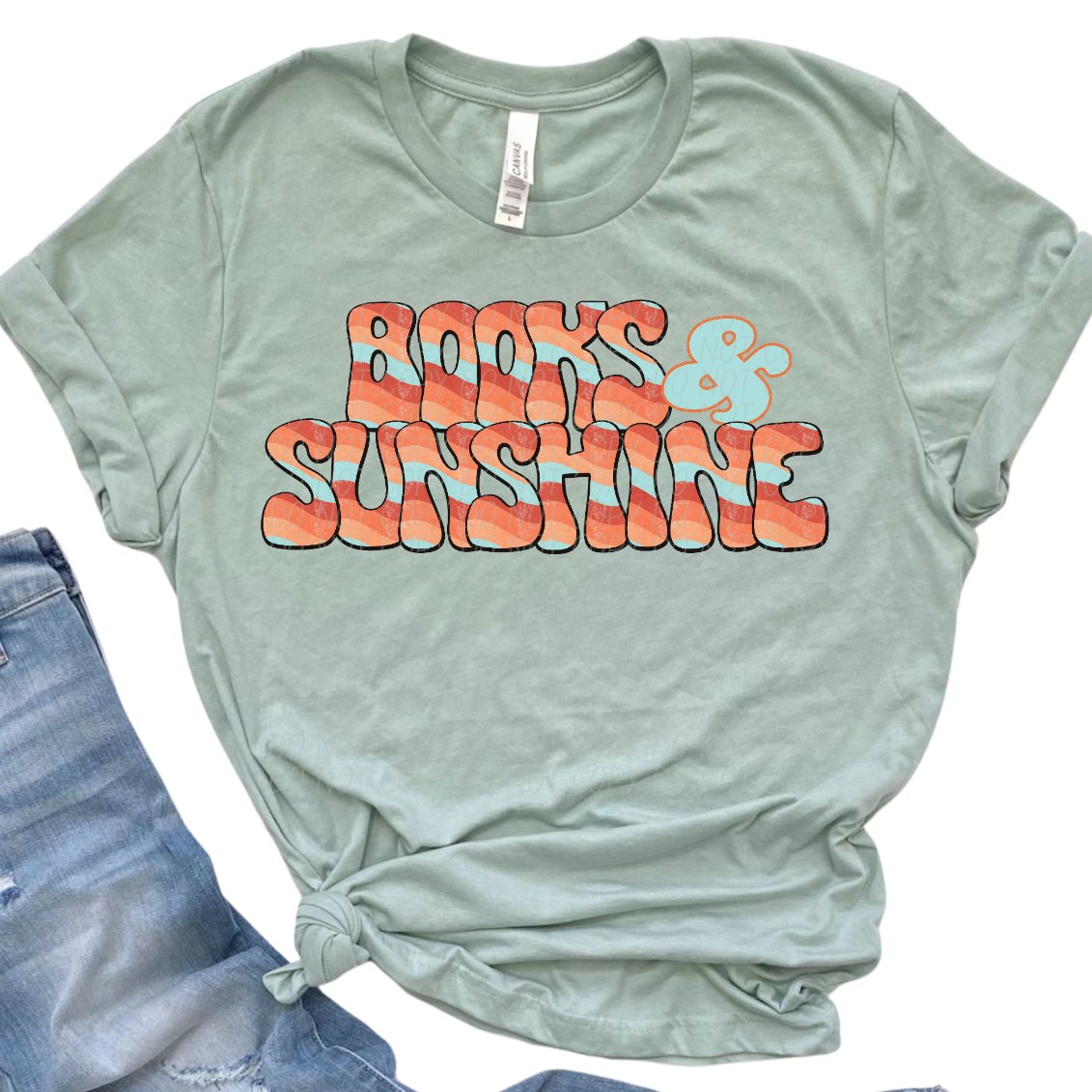 Books & sunshine orange and blue stacked 41848 DTF TRANSFER