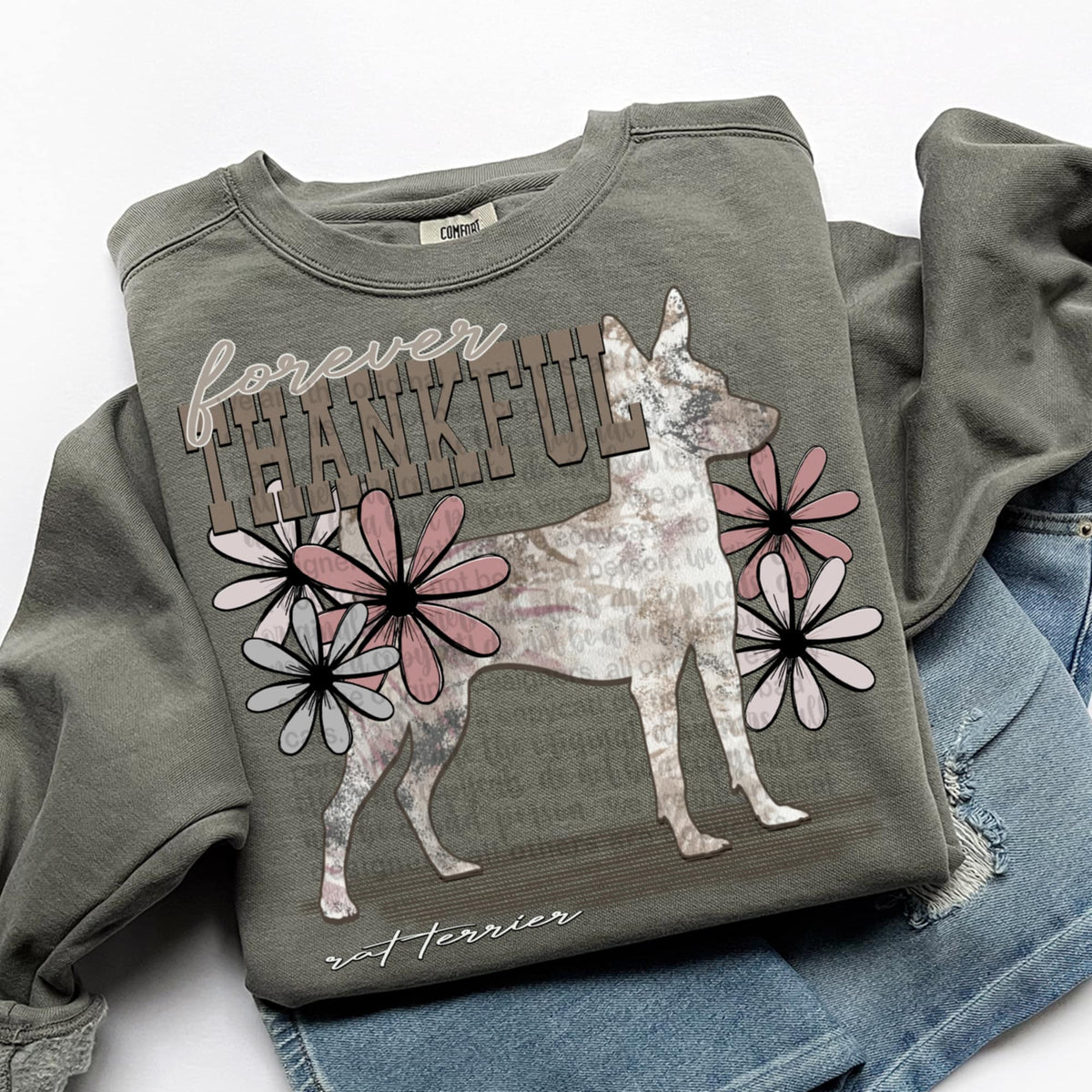 Forever Thankful rat terrier (TTD) DTF transfer