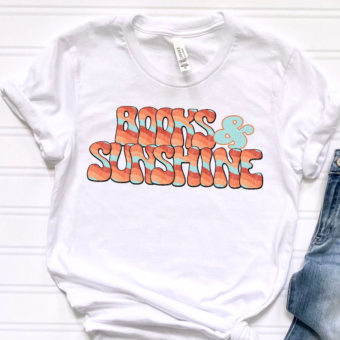 Books & sunshine orange and blue stacked 41848 DTF TRANSFER