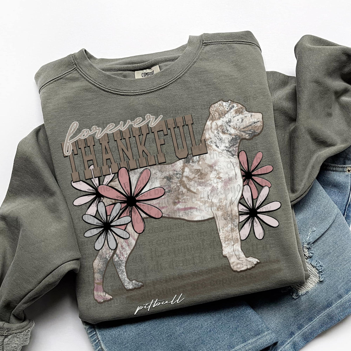 Forever Thankful pit bull (TTD) DTF transfer