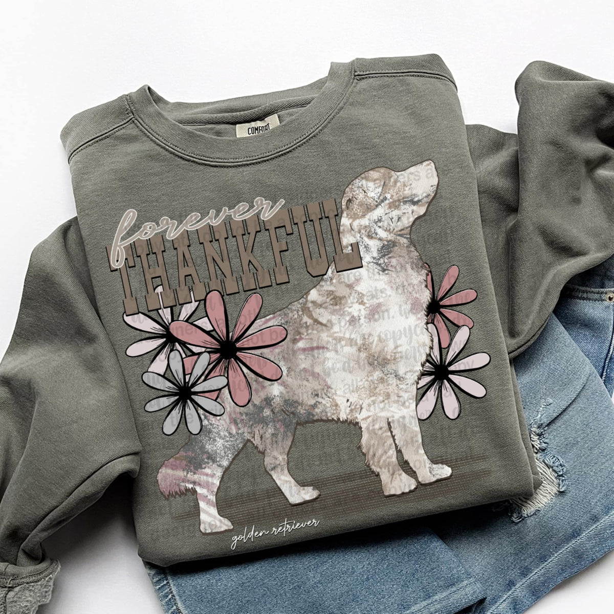 Forever Thankful golden retriever (TTD) DTF transfer
