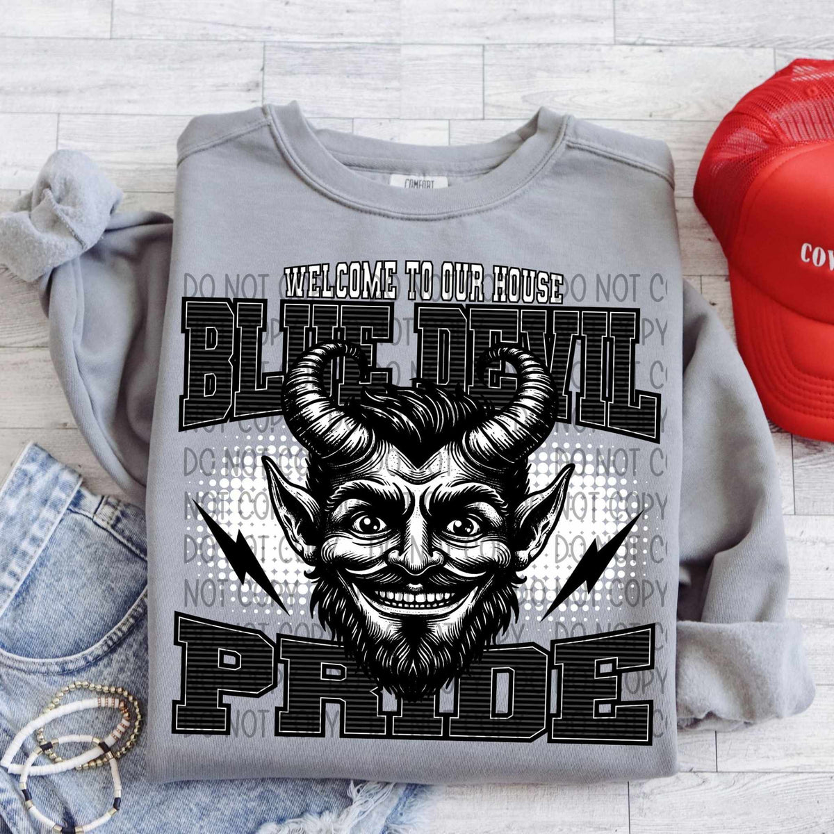 Welcome to our house blue devil pride 29942 DTF transfer