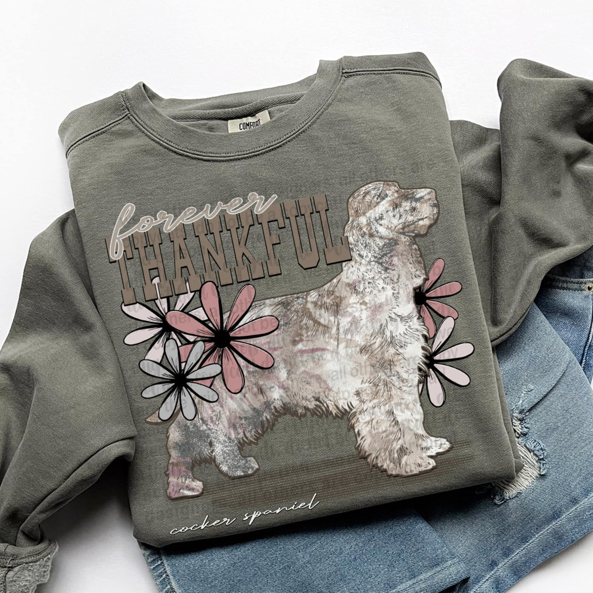 Forever Thankful cocker spaniel (TTD) DTF transfer