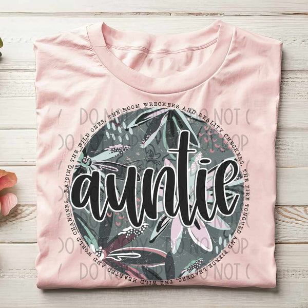 Auntie circle green florals (SWD) 29988 DTF transfer