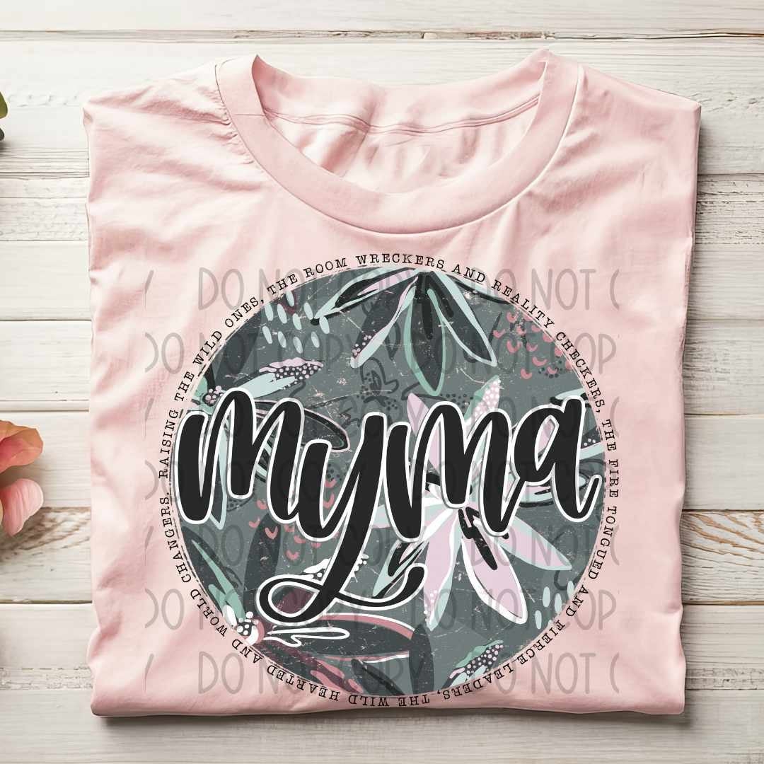 Myma circle green florals (SWD) 29987 DTF transfer