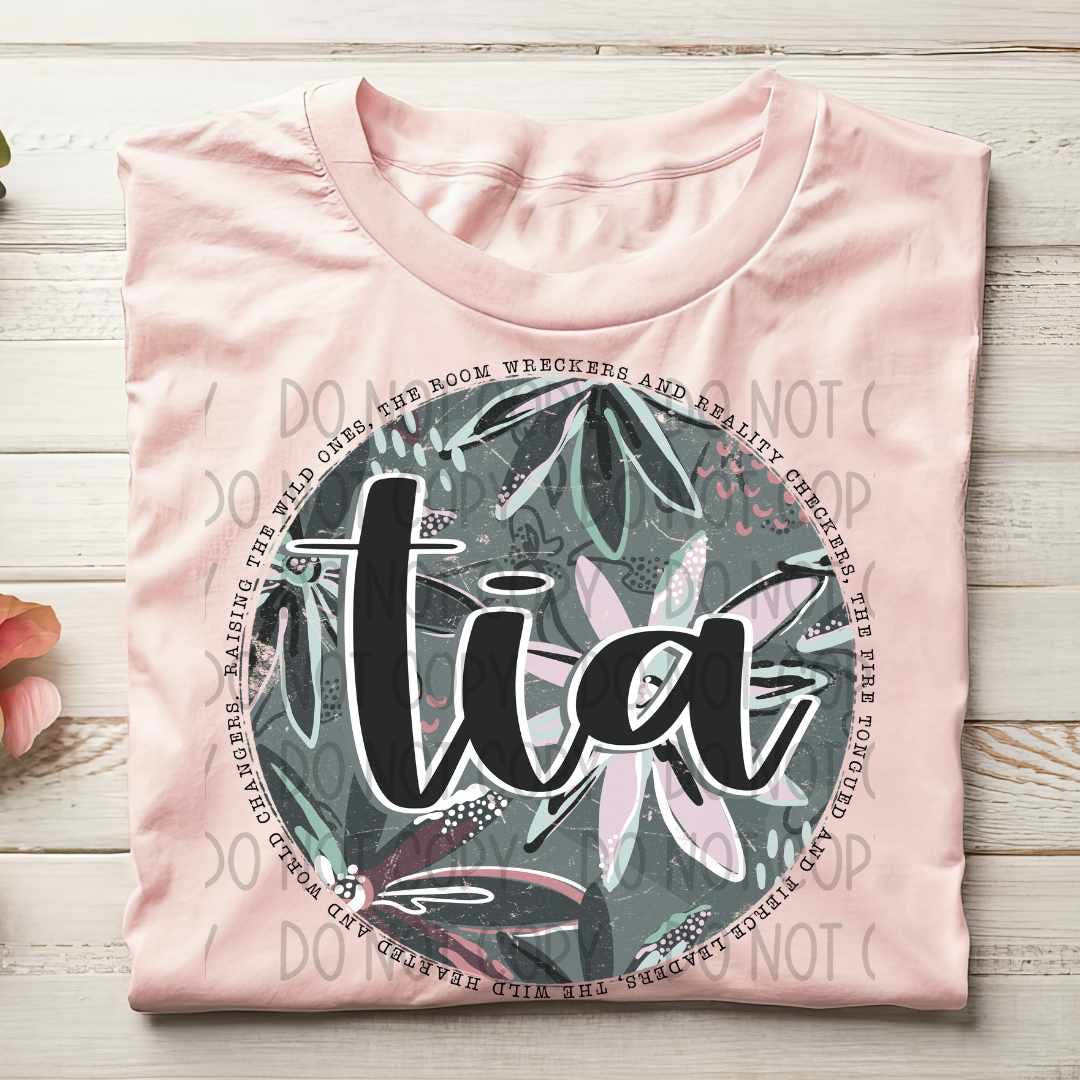 Tia circle green florals (SWD) 29986 DTF transfer