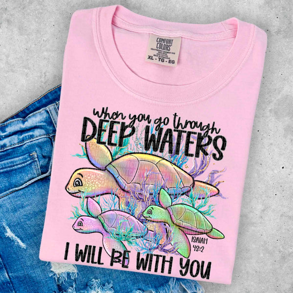 When you go through deep waters I will be with you sea turtles 29989 DTF transfer