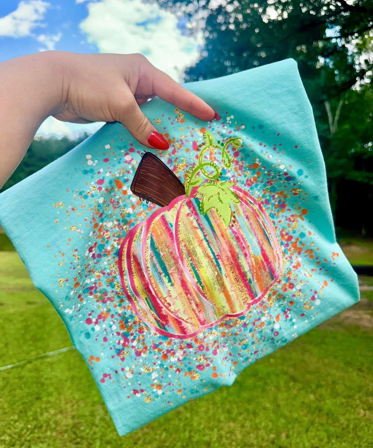 Brushstroke Pumpkin splatter pink 113162 DTF transfer