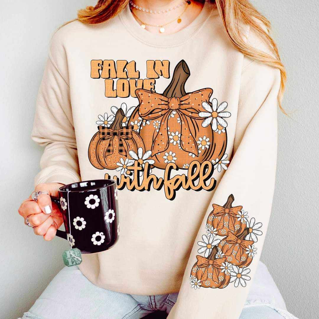 Fall in love with fall pumpkins with bow FRONT ONLY 41881 DTF transfer