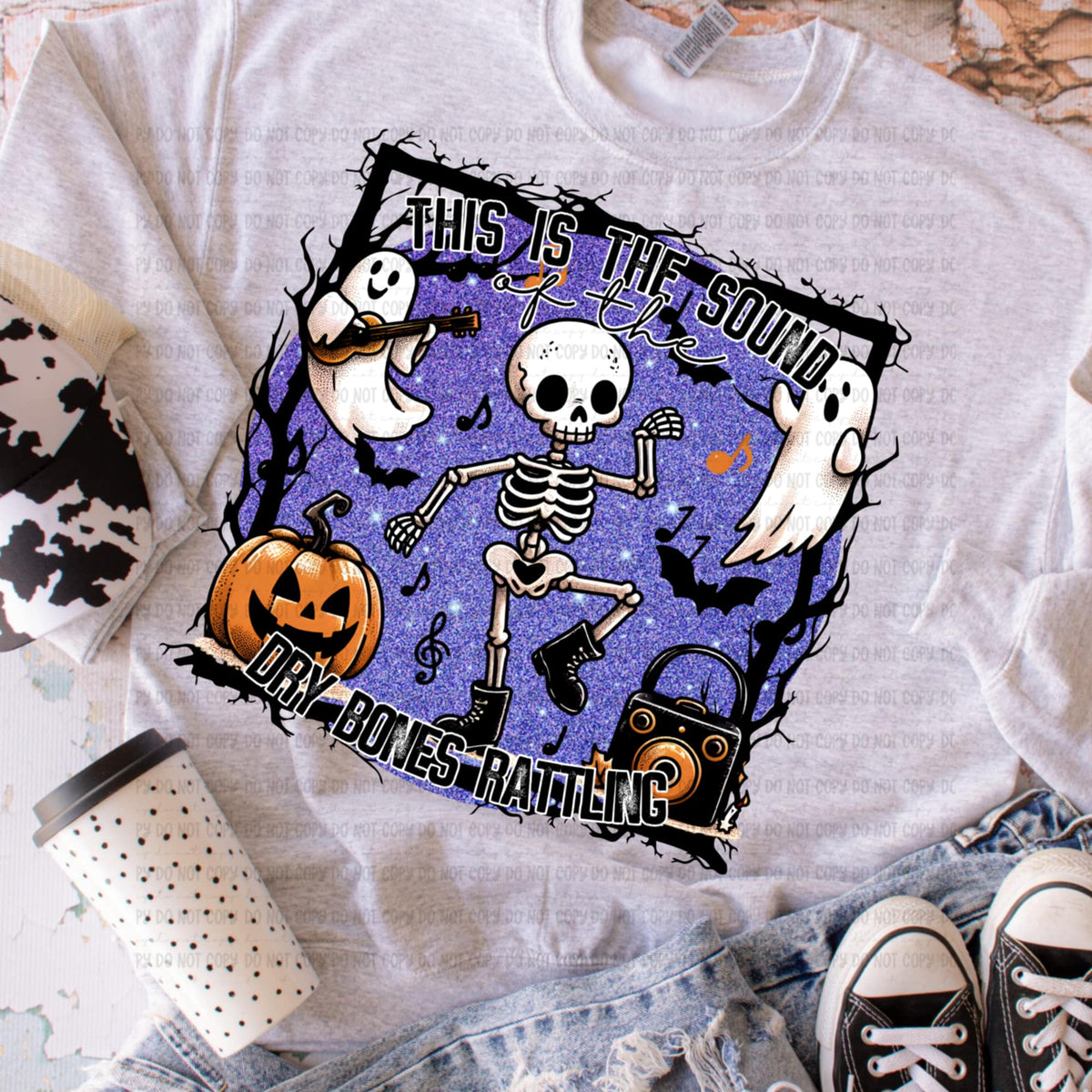 Dry Bones Rattling dancing skeleton revel 113201 DTF transfer