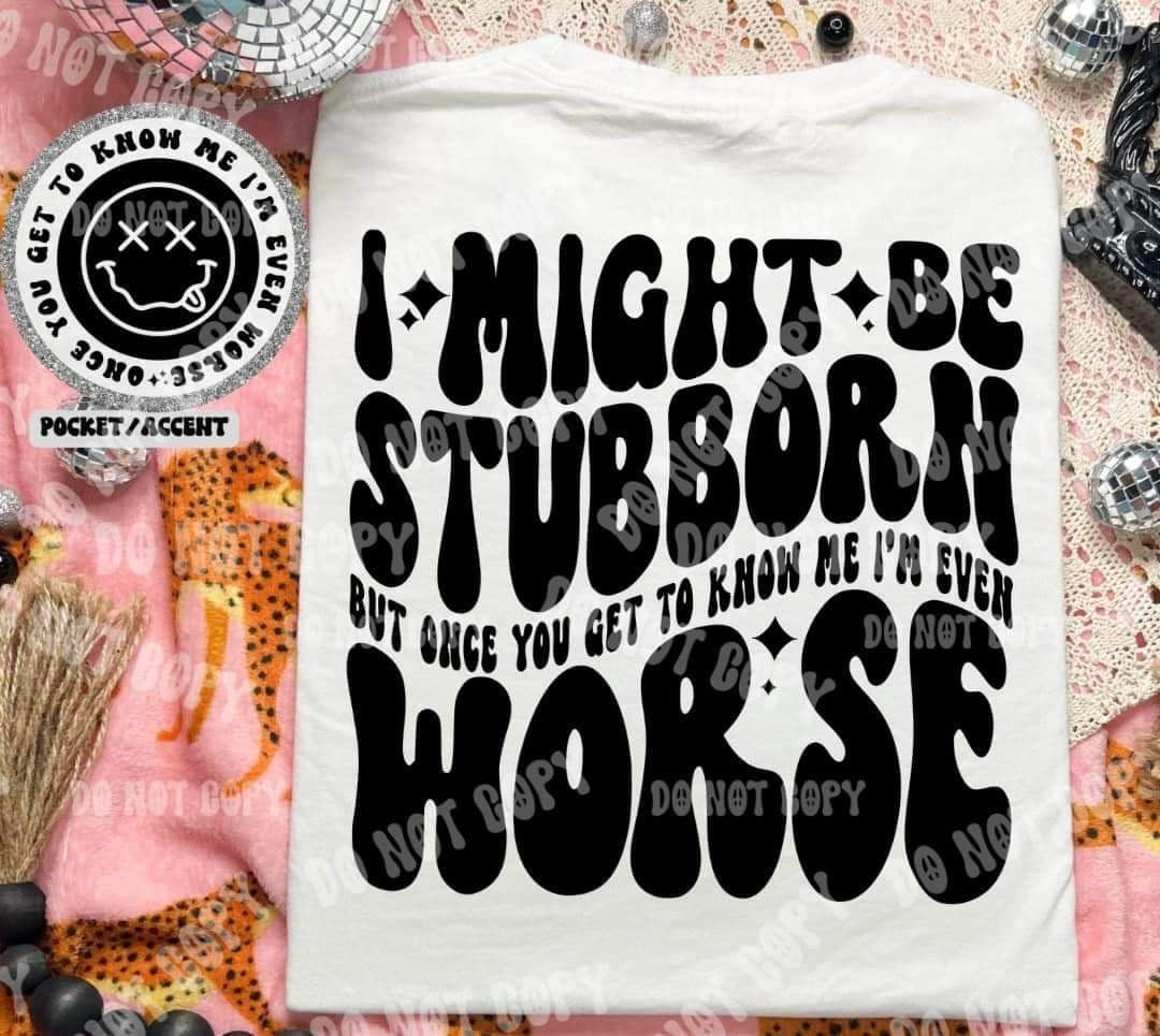 I might be stubborn but once you get to know me im even worst BACK (HW) 31073 DTF transfer