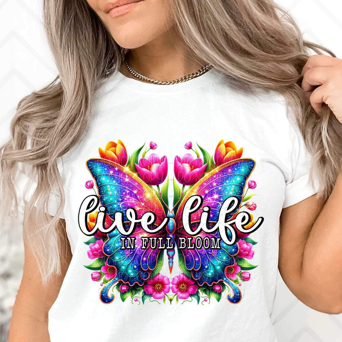 Live life in full bloom butterfly 20592 DTF transfer