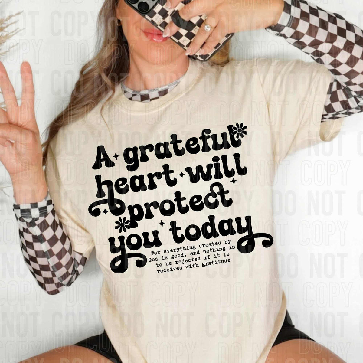 A Grateful heart will protect you today BLACK (SBB) DTF transfer