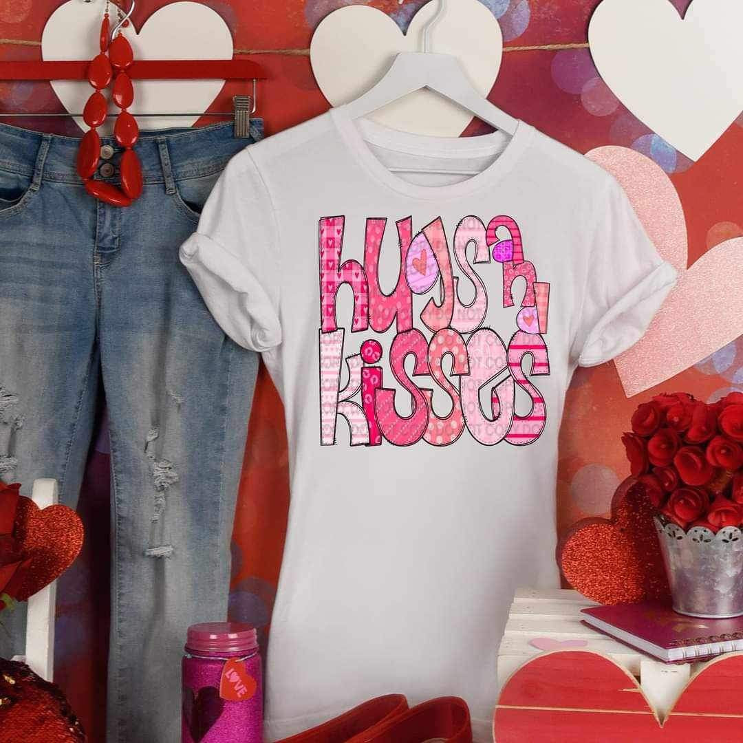 Hugs and kisses patterned font 20614 DTF transfer
