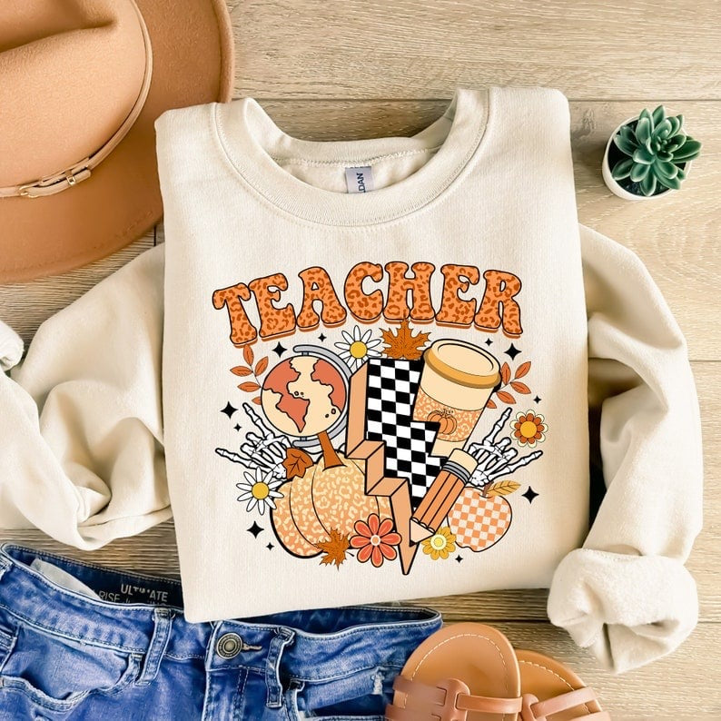 Teacher fall retro items 41894 DTF transfer