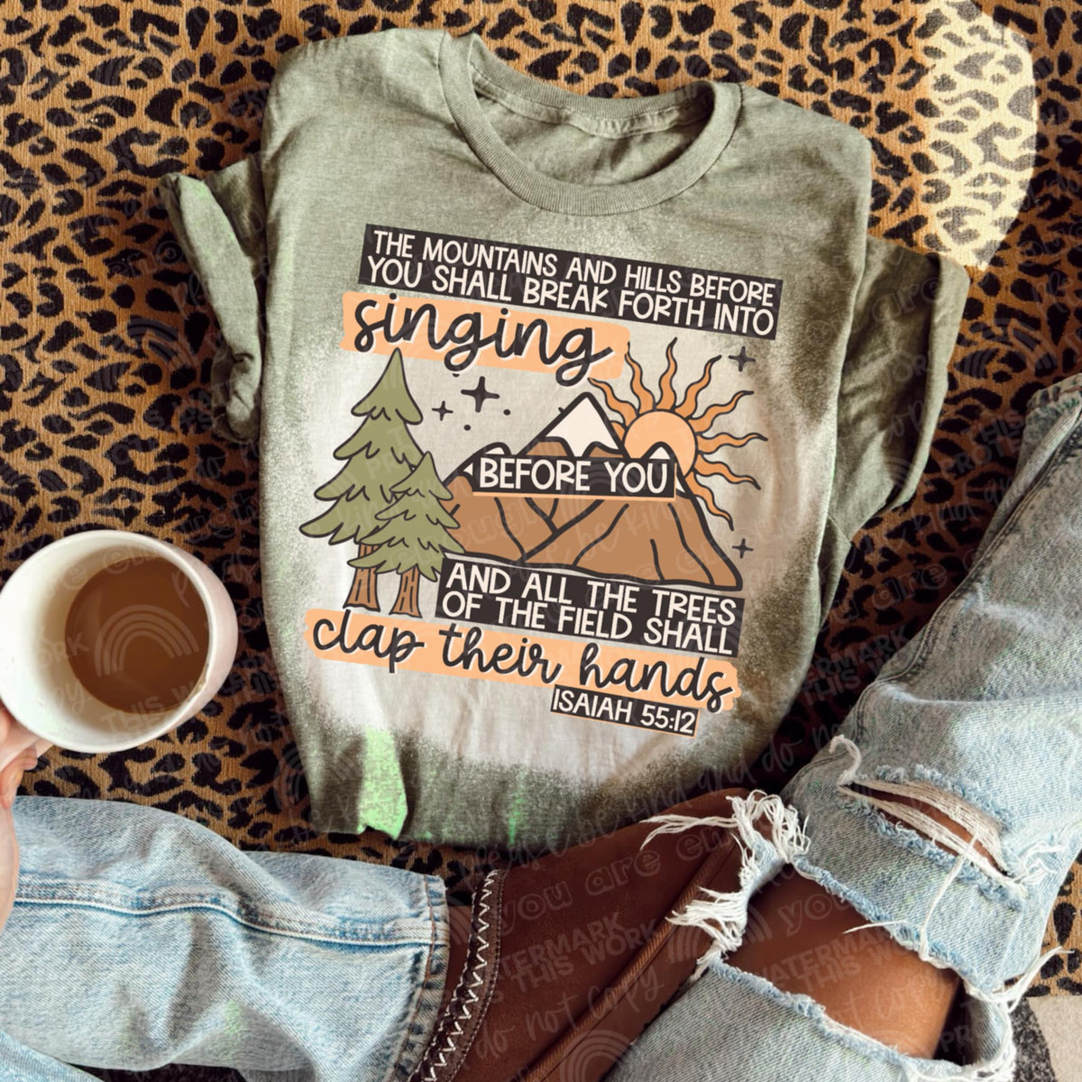 The mountains and hills Isaiah 55:12 (oh honey) 113209 DTF transfer
