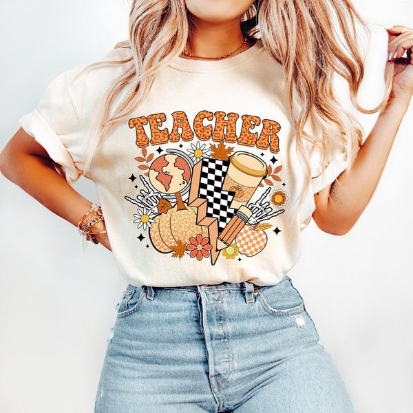Teacher fall retro items 41894 DTF transfer