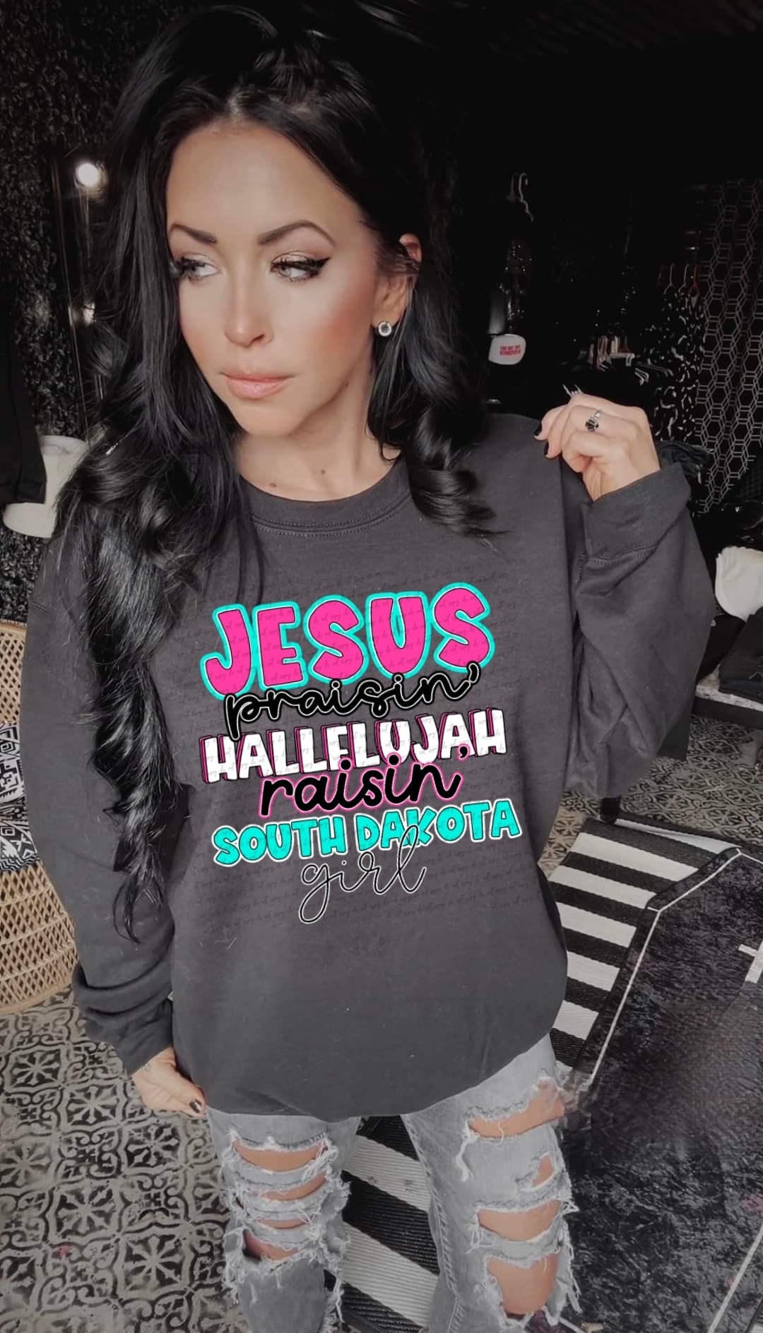 Jesus praisin hallelujah raising South Dakota girl (DD) 31249 DTF transfer