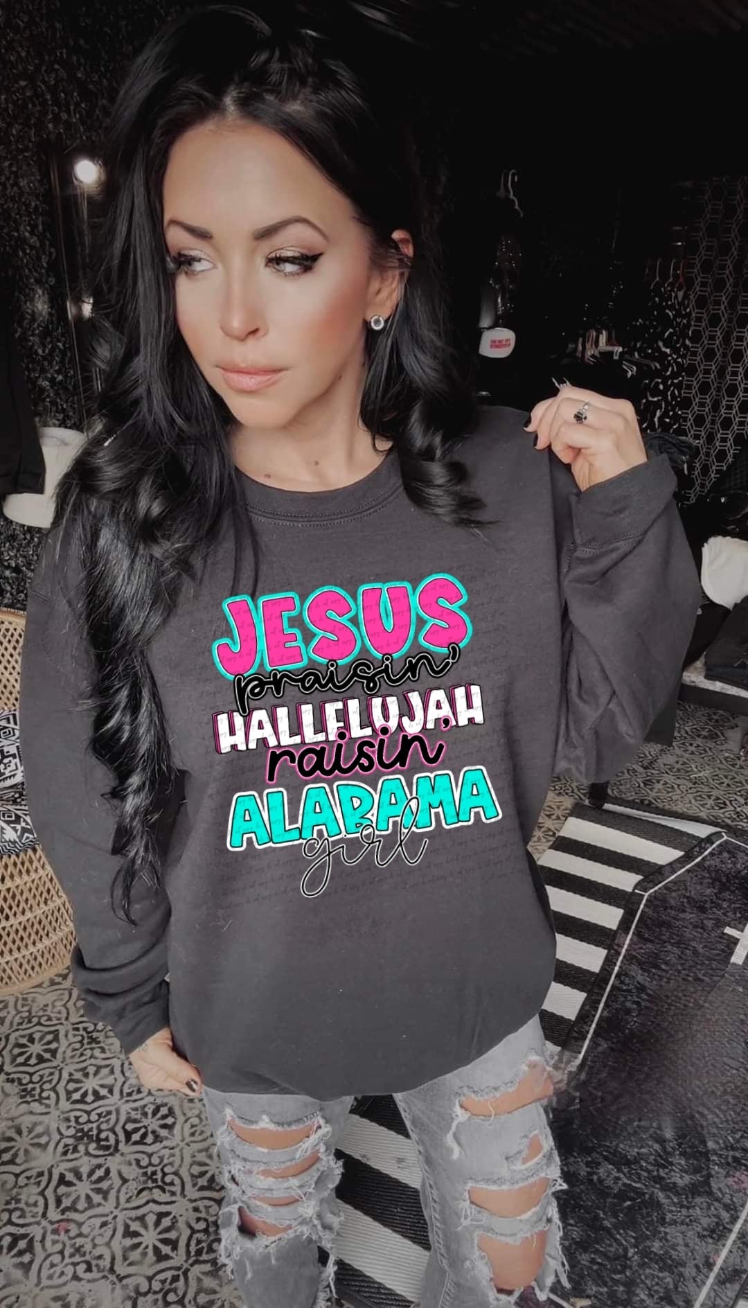 Jesus praisin hallelujah raising Alabama girl (DD) 31248 DTF transfer
