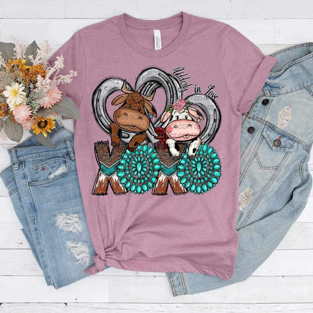 Xoxo turquoise and cows (CCC) 20716 DTF transfer