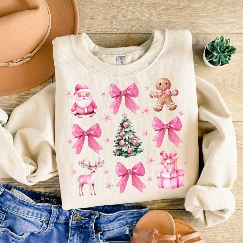 Pink coquette christmas collage 41927 DTF transfer