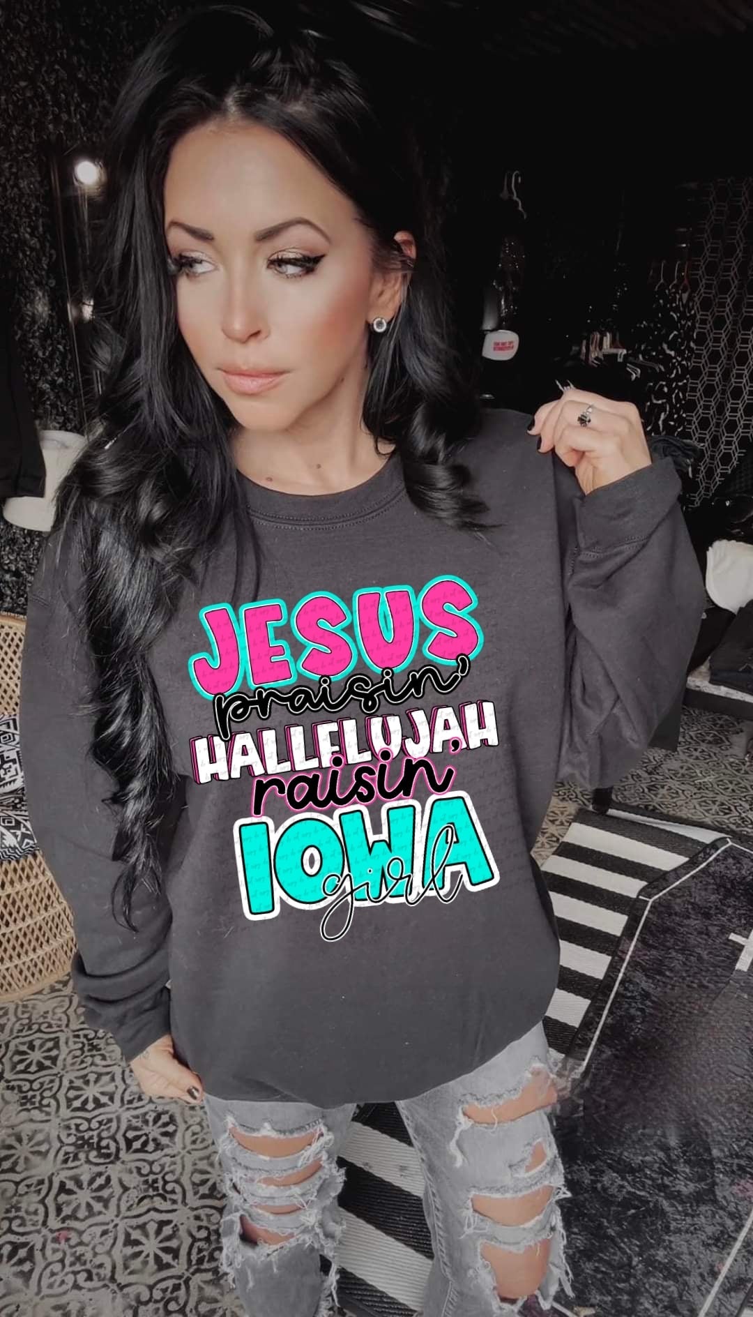 Jesus praisin hallelujah raising Iowa girl (DD) 31234 DTF transfer