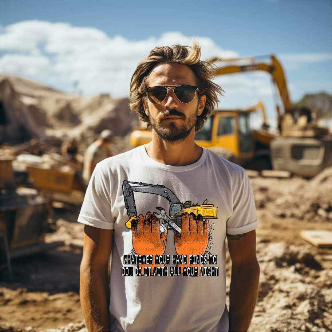 Whatever your hands find to do orange gloves construction truck (CCC) 20693 DTF transfers