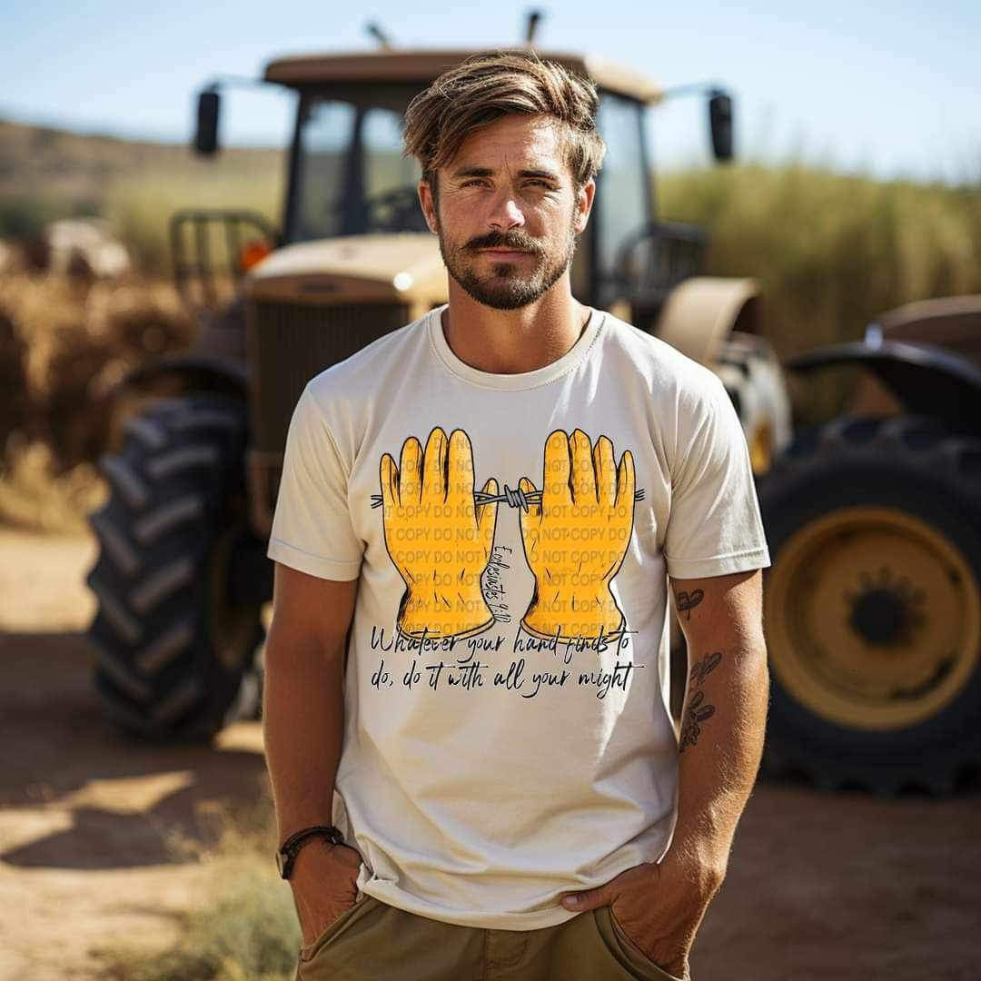 Whatever your hand finds to do yellow gloves with barbed wire (CCC) 20688 DTF transfers