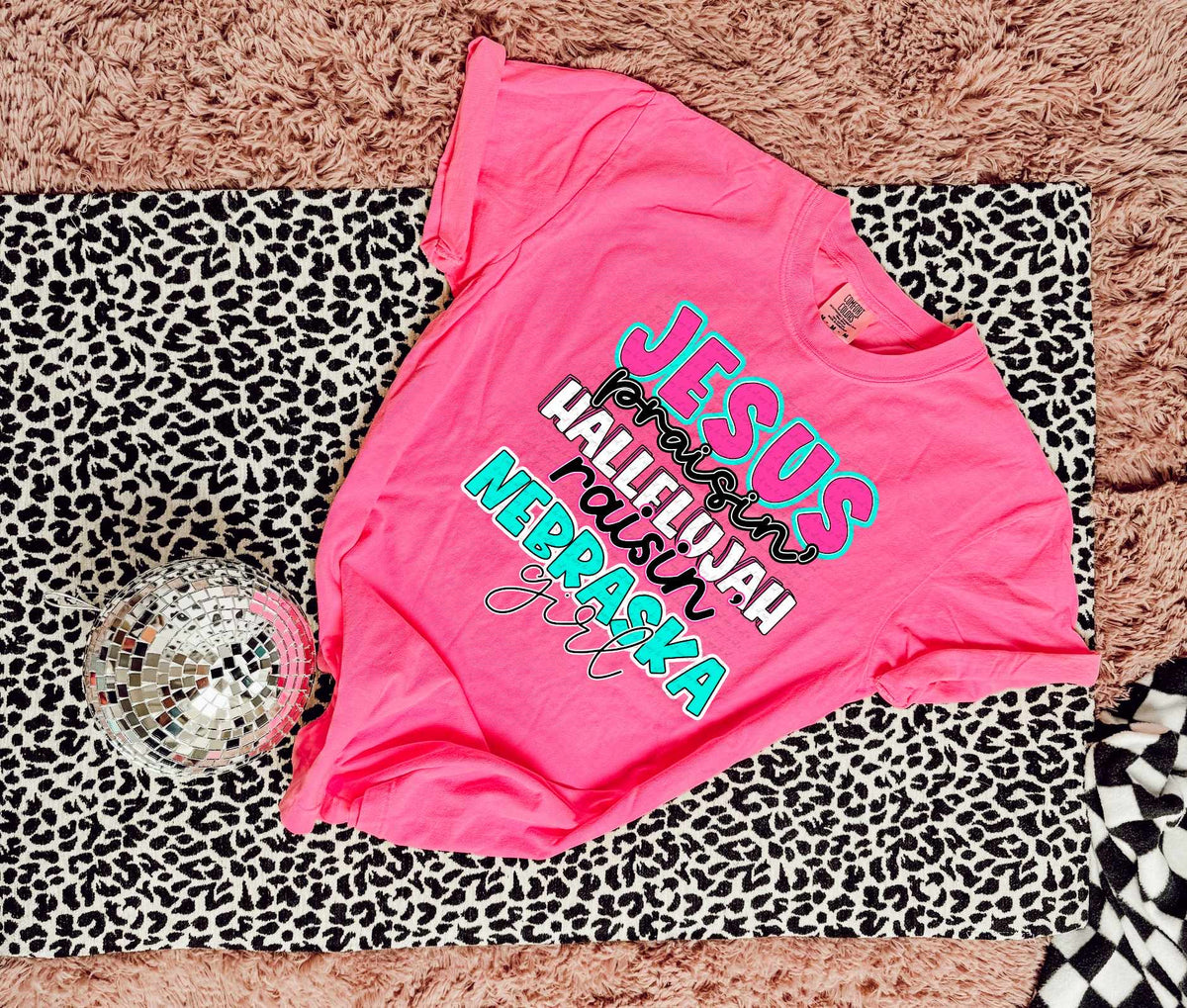 Jesus praisin hallelujah raising Nebraska girl 31225 DTF transfer