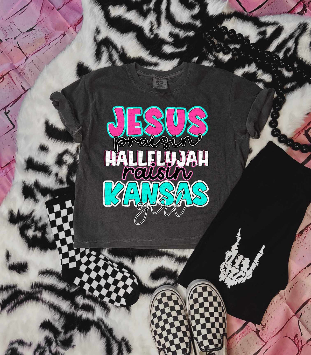 Jesus praisin hallelujah raising Kansas girl 31223 DTF transfer